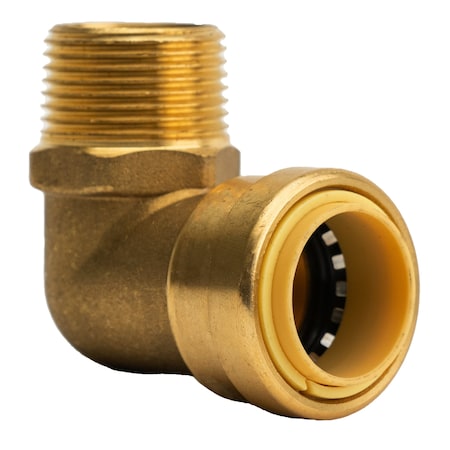 Quickfitting 3/4in Push-to-Connect x 3/4in MNPT Brass Male Elbow Adapter Fitting LF823MR